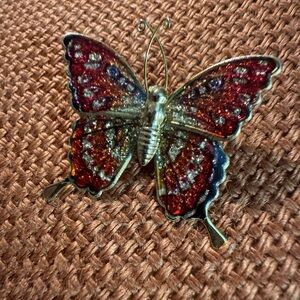Glittery Multicolor Butterfly Brooch